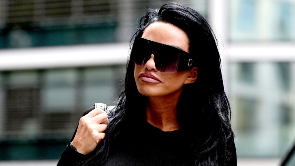 Katie Price arrives at court before bankruptcy hearing