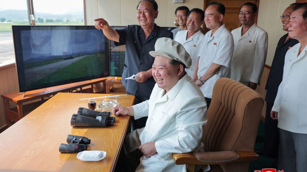 Kim Jong Un grins at ‘successful testing of suicide drones’