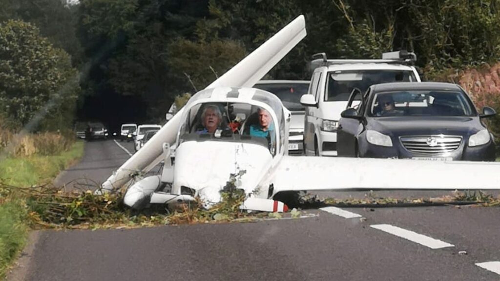 Light aircraft lands on main road