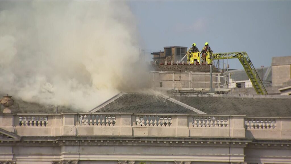 About 100 firefighters tackle blaze at London’s famous Somerset House