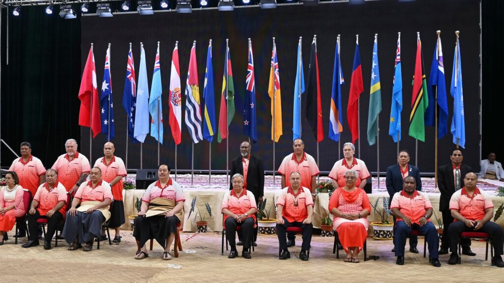 Pacific power rivalry between China and West plays out as leaders meet in matching tropical island shirts