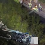 Lorry falls 60 metres from motorway bridge