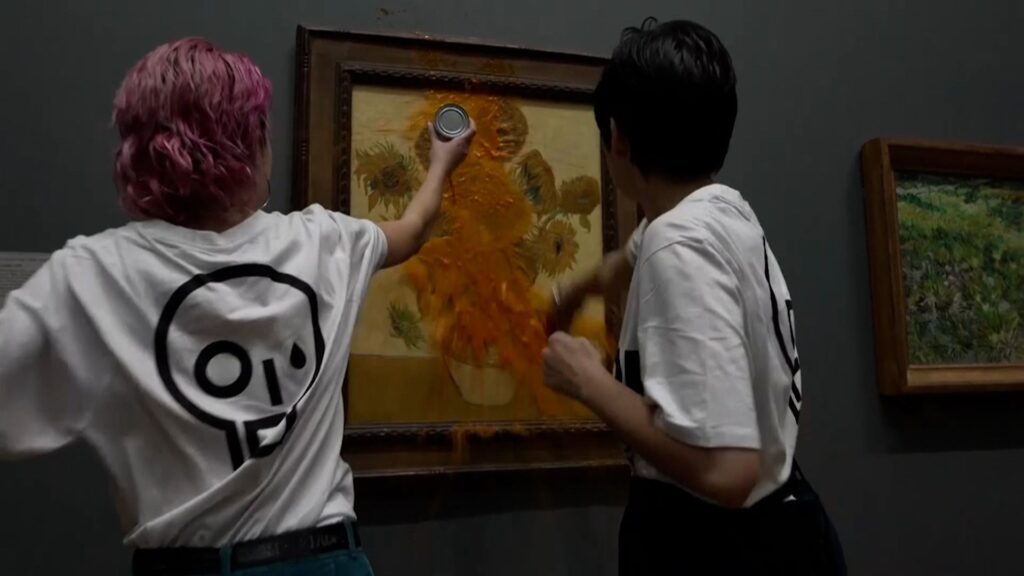 Just Stop Oil activists jailed for throwing soup over Van Gogh’s Sunflowers