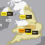 Amber warning for heavy rain issued – with ‘rivers continuing to rise’