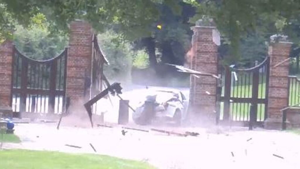 Dramatic CCTV shows car smash into prime minister’s country estate