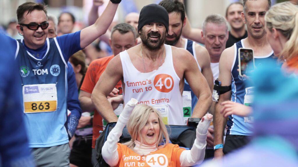 Colin Farrell finishes Dublin Marathon in support of ‘courageous’ friend