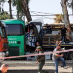 One killed after truck rams bus stop near Tel Aviv – as Iranian leader responds to Israeli strikes