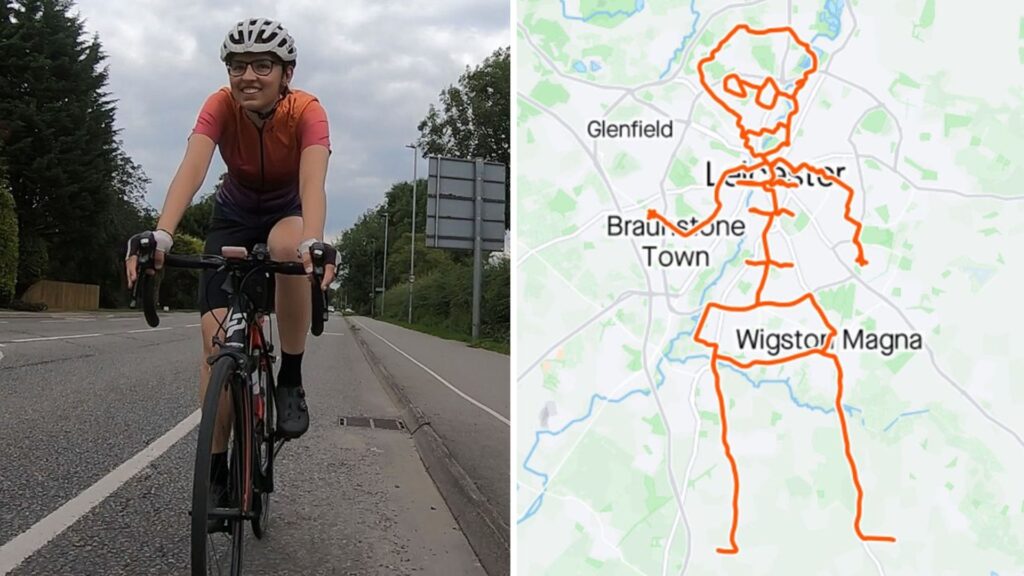 Cyclist creates Halloween-themed ride by taking skeleton-shaped route