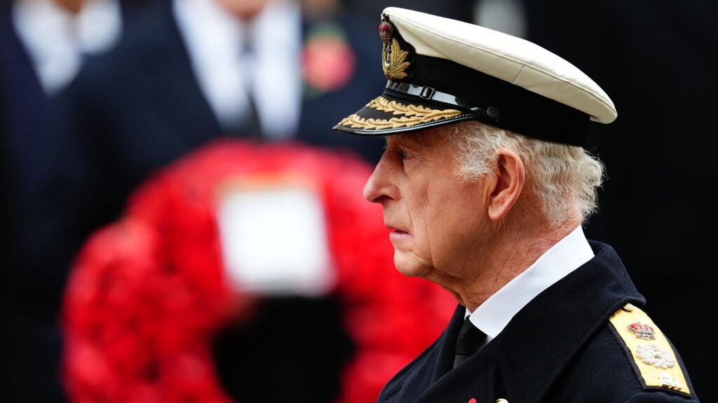 King leads Remembrance Sunday commemorations – without Queen