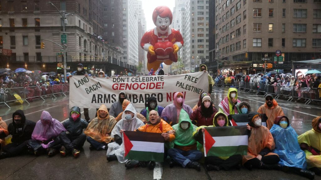 Annual Macy’s parade disrupted by Gaza protest for second year running