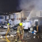 Two taken to hospital after house wrecked by explosion and fire