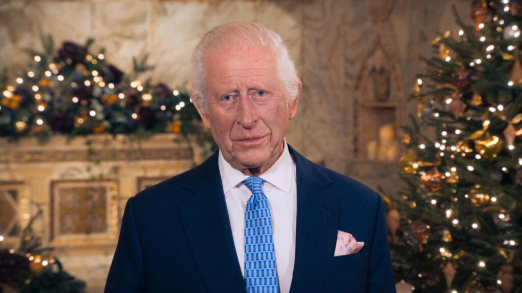 Behind the scenes footage shows how King’s Christmas message was filmed