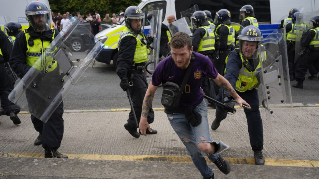 Man who fuelled fire outside migrant hotel given joint highest sentence over UK riots so far