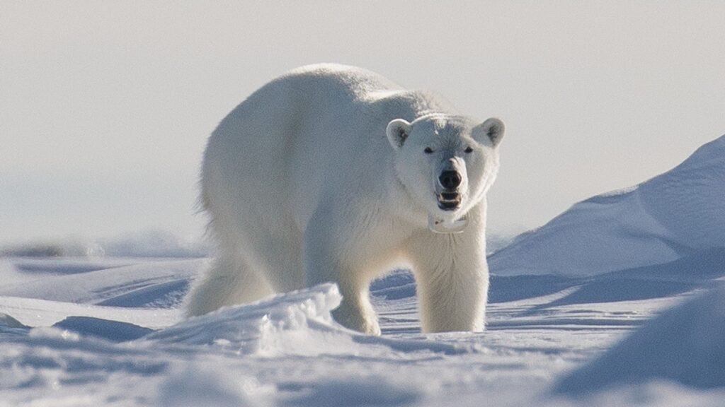 Man leaps on polar bear to defend wife from attack