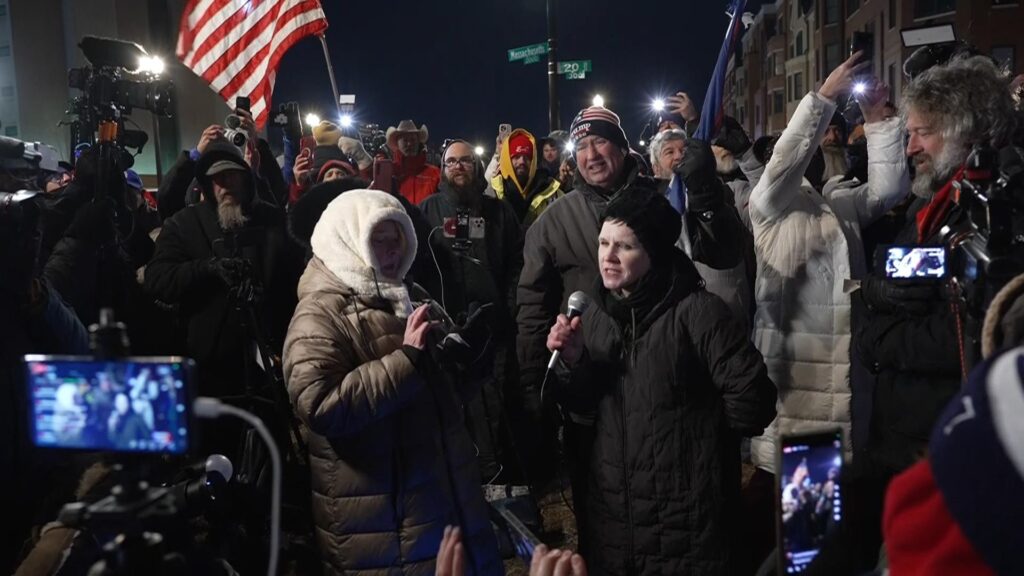 ‘Thank you, Mr Trump’: Supporters of jailed Capitol rioters gather outside prison to await their release