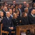 All five living US presidents pictured together at funeral of Jimmy Carter