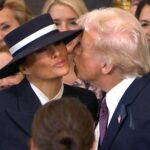 Awkward moment as Trump fails to kiss Melania moments before swearing in