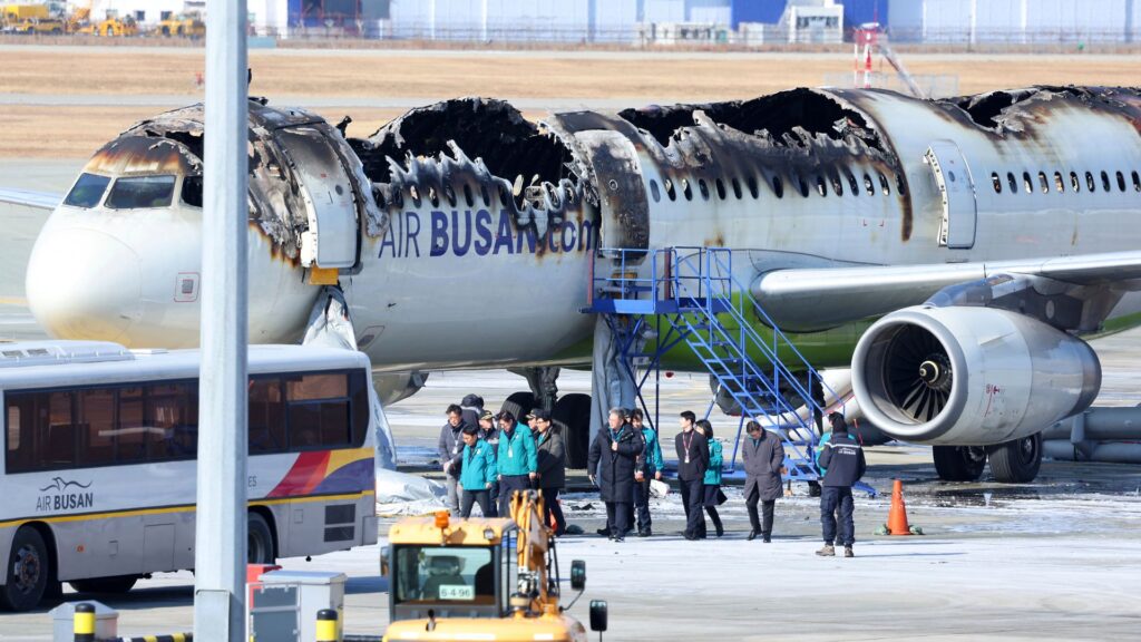 Plane catches fire on runway at South Korean airport