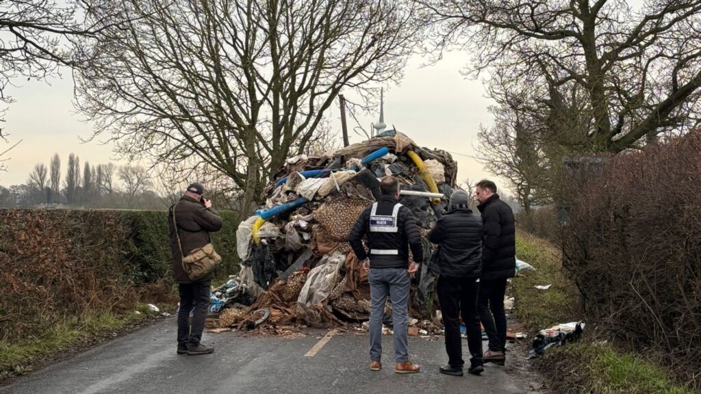 Residents ‘shocked’ as village is blocked in by 80ft-long mound of dumped rubbish