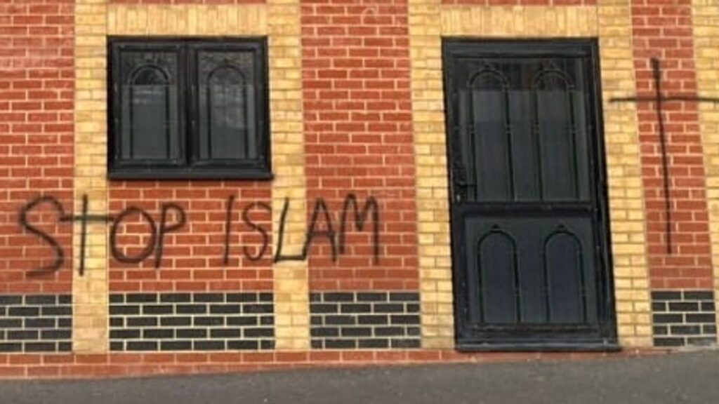 School and mosques vandalised with anti-Muslim graffiti in ‘shocking hate crime’