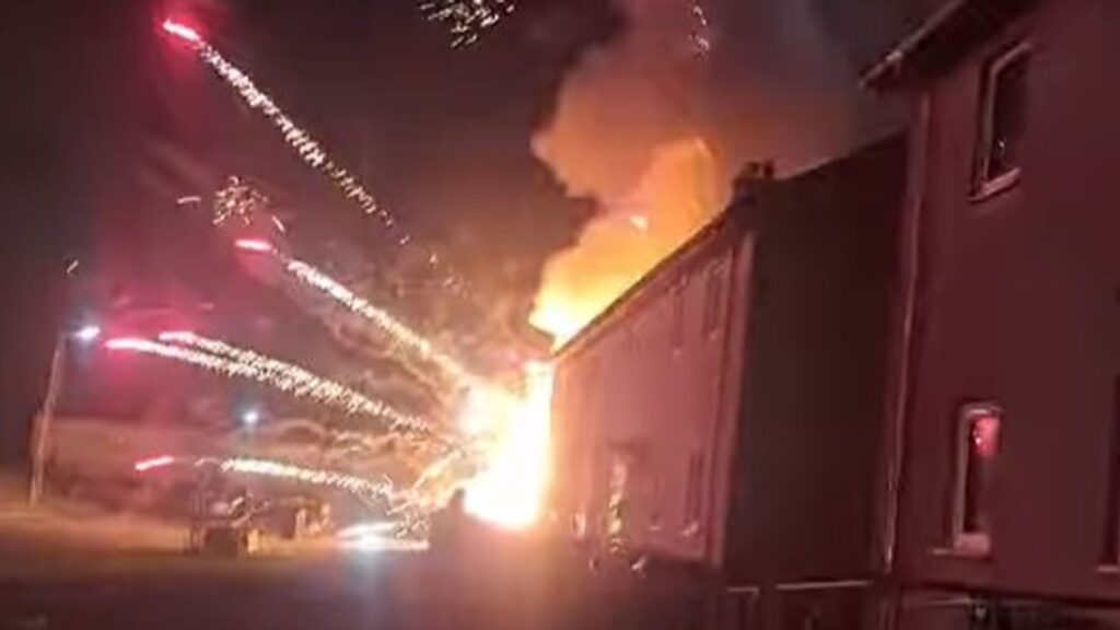 ‘Kids screaming in sheer terror’ after van packed with fireworks set alight