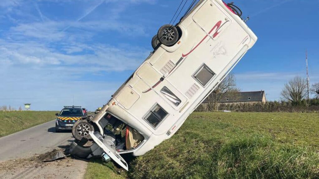 ‘It will go down in history’: Upturned campervan stuns police in Brittany