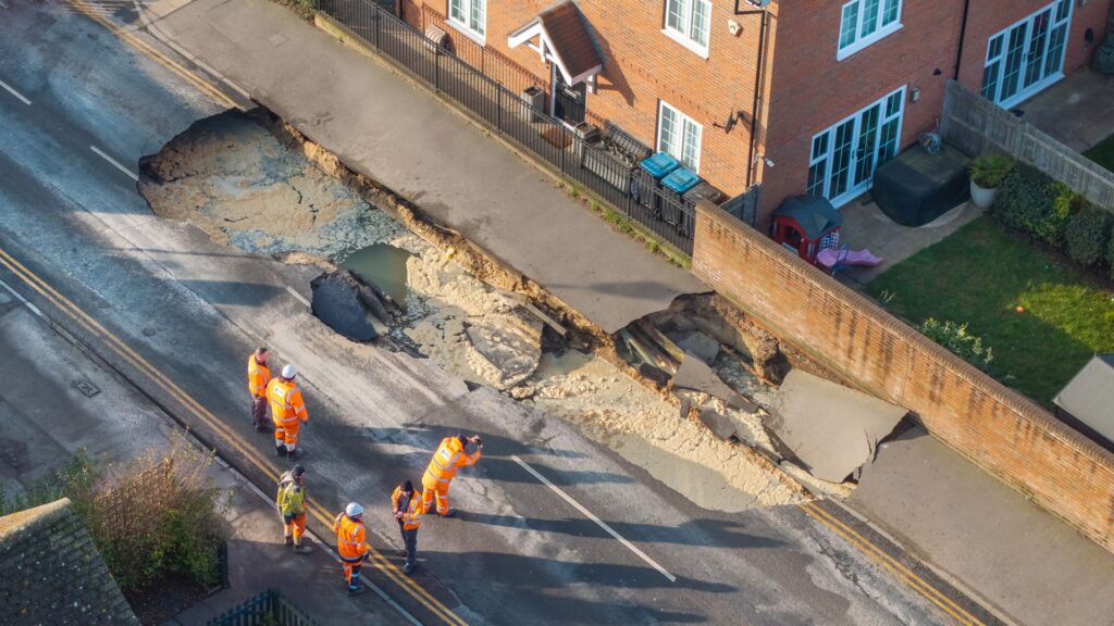 Large sinkhole forces closure of village high street