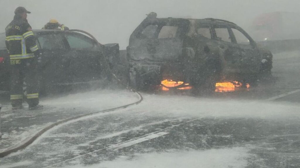 ‘100-car pile-up’ causes chaos on snowy US highway