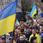 Thousands protest in London ahead of third anniversary of Ukraine war