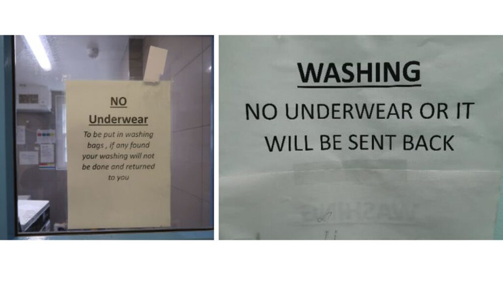 Women prisoners banned from putting dirty underwear in washing machines